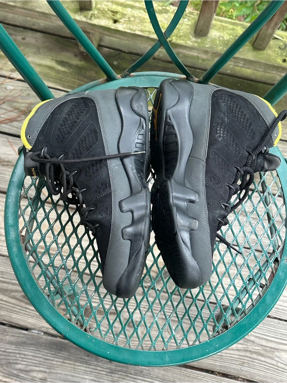 Air Jordan 9 Men's Black and Yellow Mid-Top Sneakers
